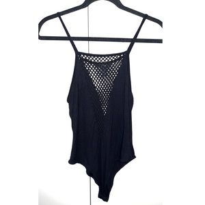 Forever 21 black ribbed bodysuit with front and back detailing